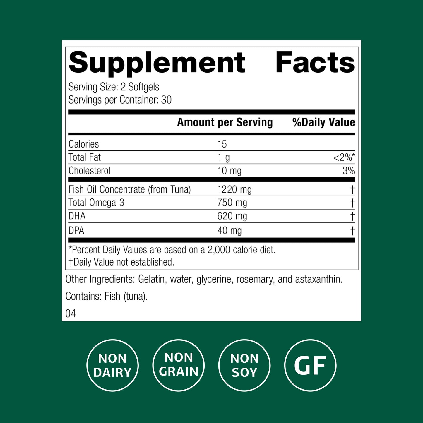 Standard Process Inc. Olprima DHA - Omega-3 Supplement for Heart & Brain Health Softgel 60