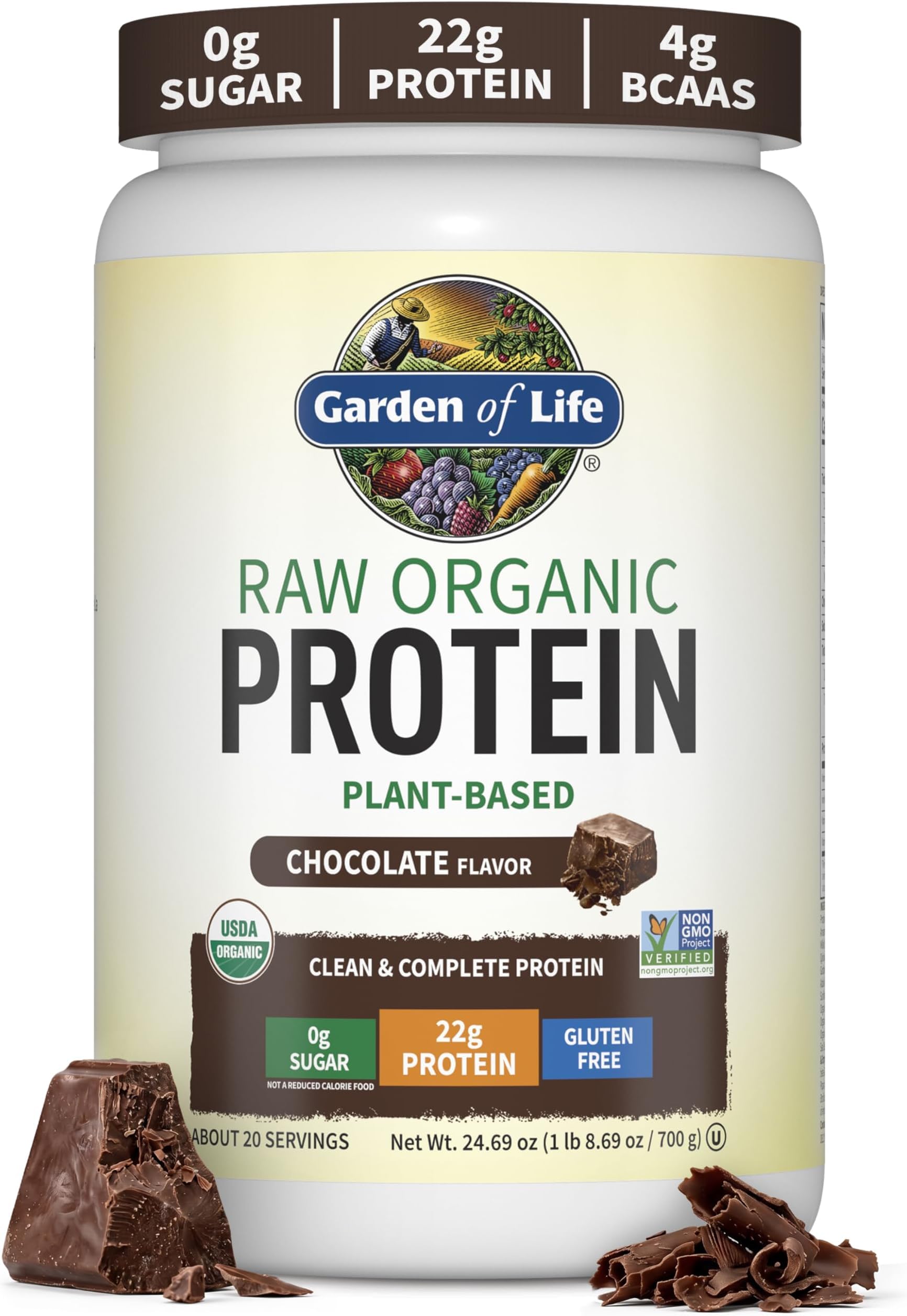 Garden of Life Protein Powder, Vegan Protein Powder with BCAA, Probiotics & Digestive Enzymes, Gluten & Lactose Free, Chocolate, 1.46 lb (Pack of 6)