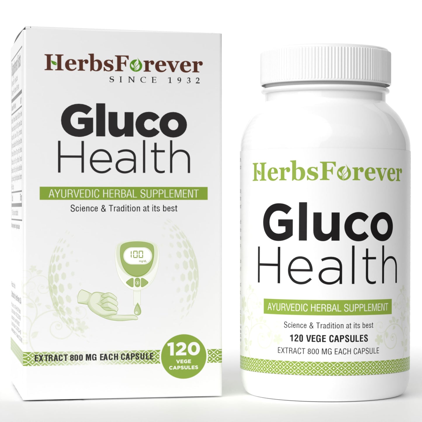 Herbsforever Gluco Health-Supports Blood Sugar-Glucose Carb Control & Cravings with Gymnema Sylvestre 75%, Shilajit, Turmeric, Amla, Cinnamomum + 17 Ayurvedic Herb Extracts Capsules 120