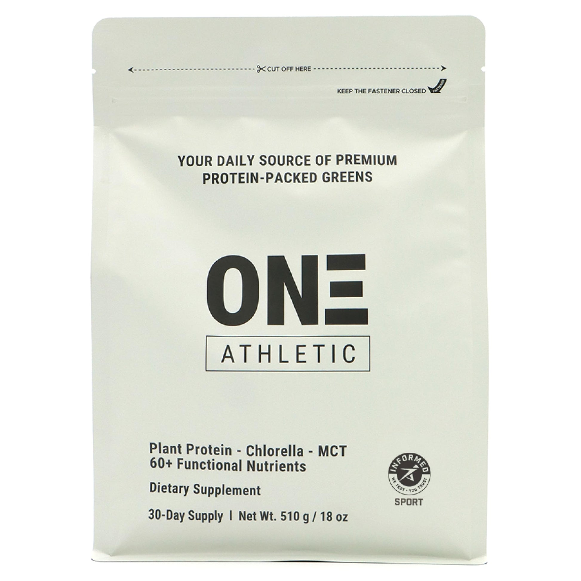 Sun Chlorella ON3 Athletic Protein Greens Supplement with chlorella, eleuthero and MCT Powder, 18 oz