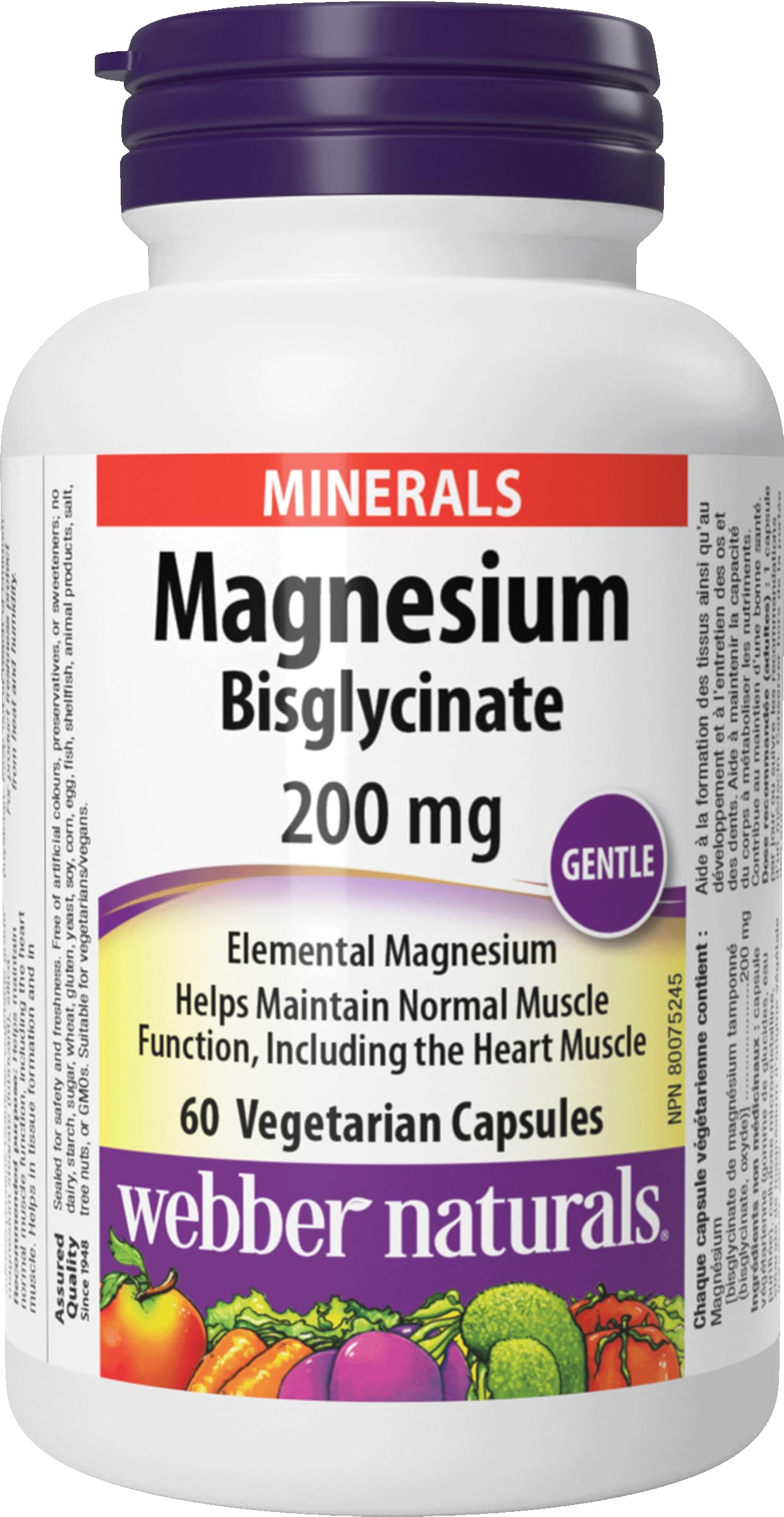 Webber Naturals Magnesium Bisglycinate 200 mg Capsules, 60 Count