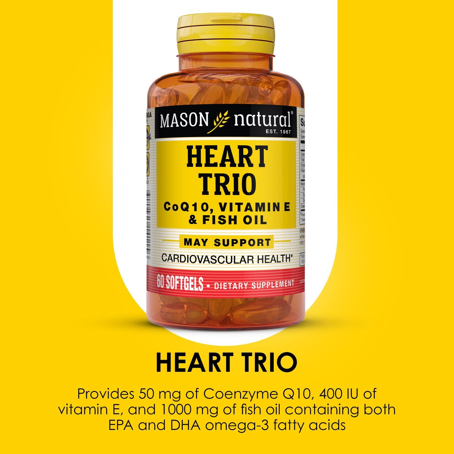 Mason Natural Vitamin Co Q-10 Vitamin E and Fish Oil Softgels 60