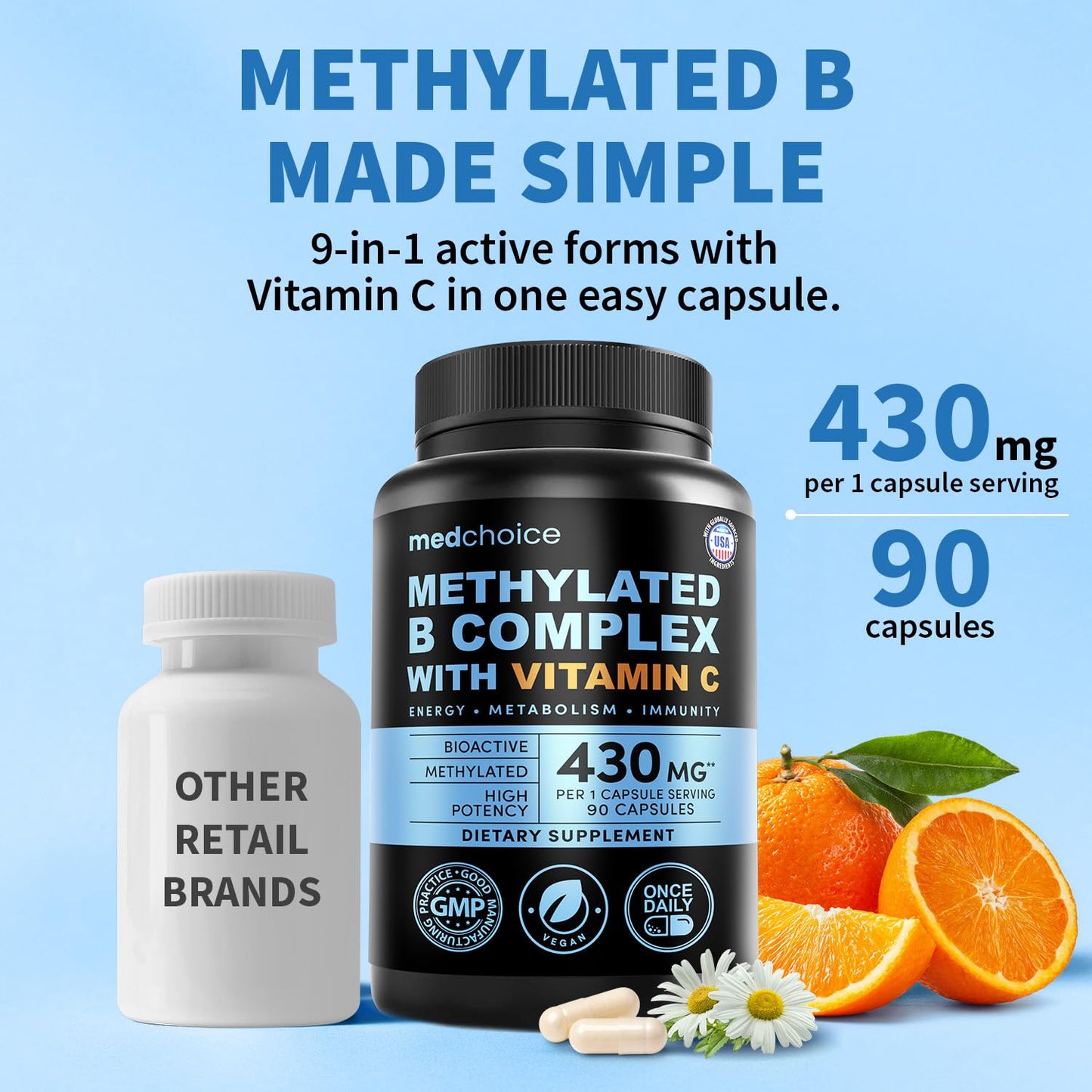 MEDCHOICE 9-in-1 Vitamin B Complex Capsules, 360 Count