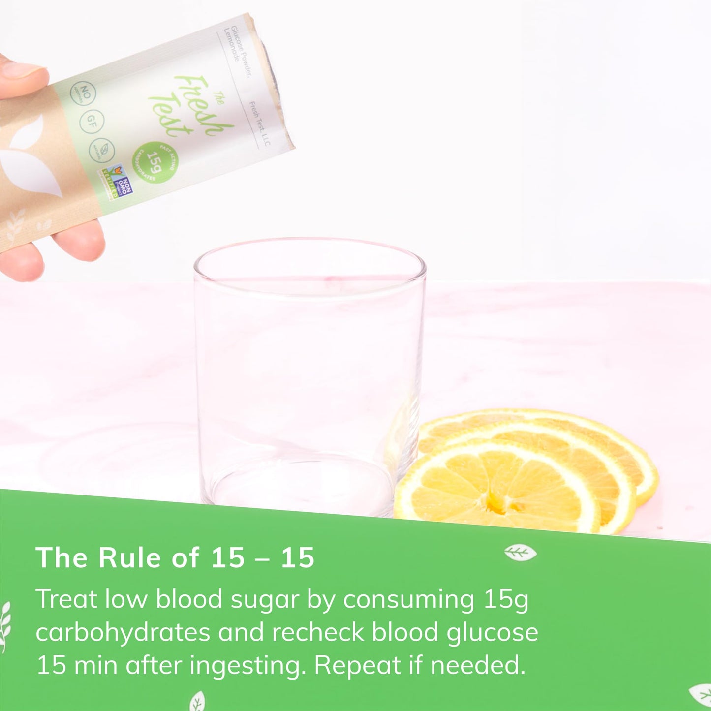 The Fresh Test 15g Fast-Acting Glucose Powder, Lemonade, 10 Count