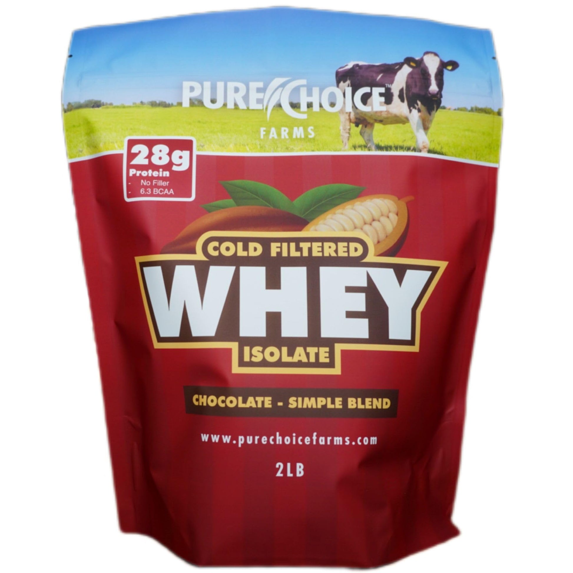 Pure Choice Whey Chocolate Whey Protein Isolate Powder, 2 lb, 32 Servings