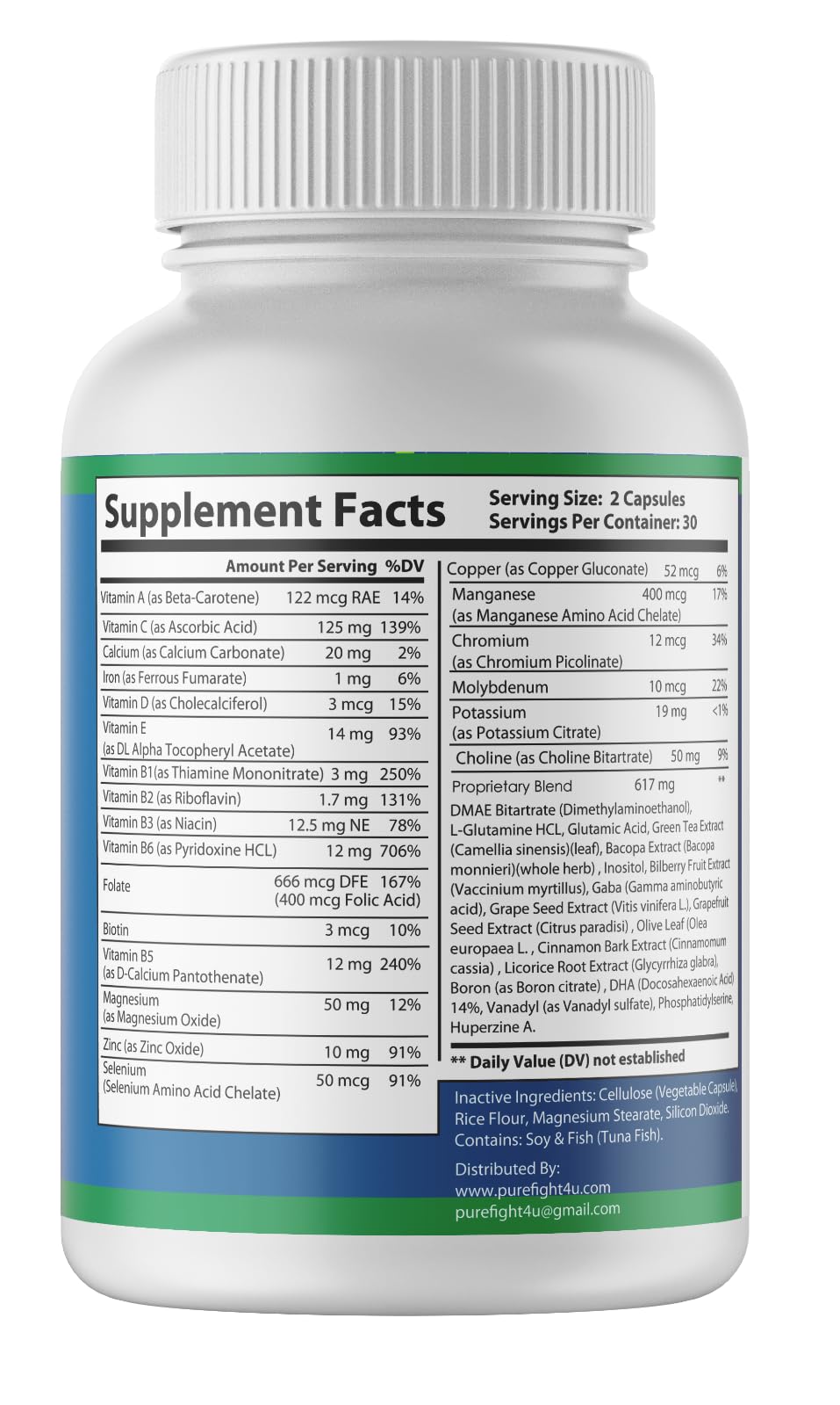 PureFight4U Neuronol Advanced Cognitive Formula Capsules 600 Count