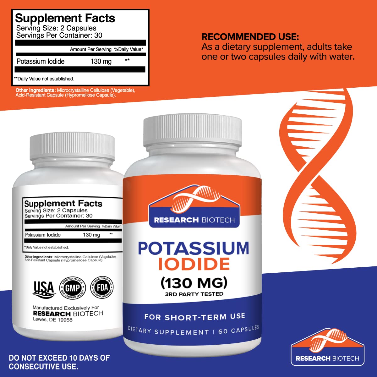 Research Biotech Group Potassium Iodide Supplement 130 mg 60 Capsules