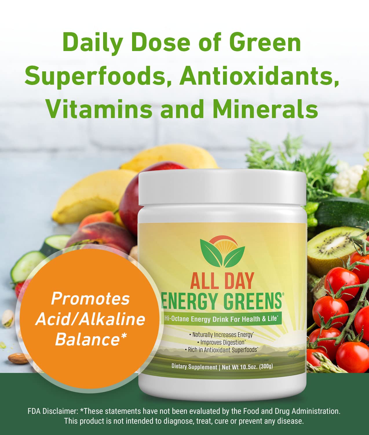 IVL All Day Energy Greens Powder 10.5 oz