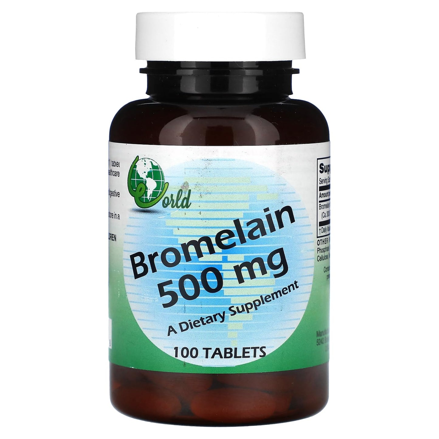 World Organic Bromelain 500 mg Tablet, 1 Count