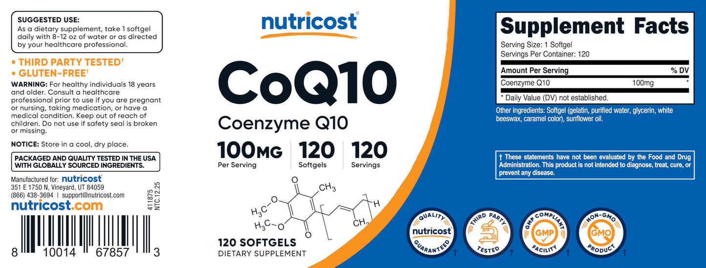 Nutricost CoQ10 Softgel 120 Count