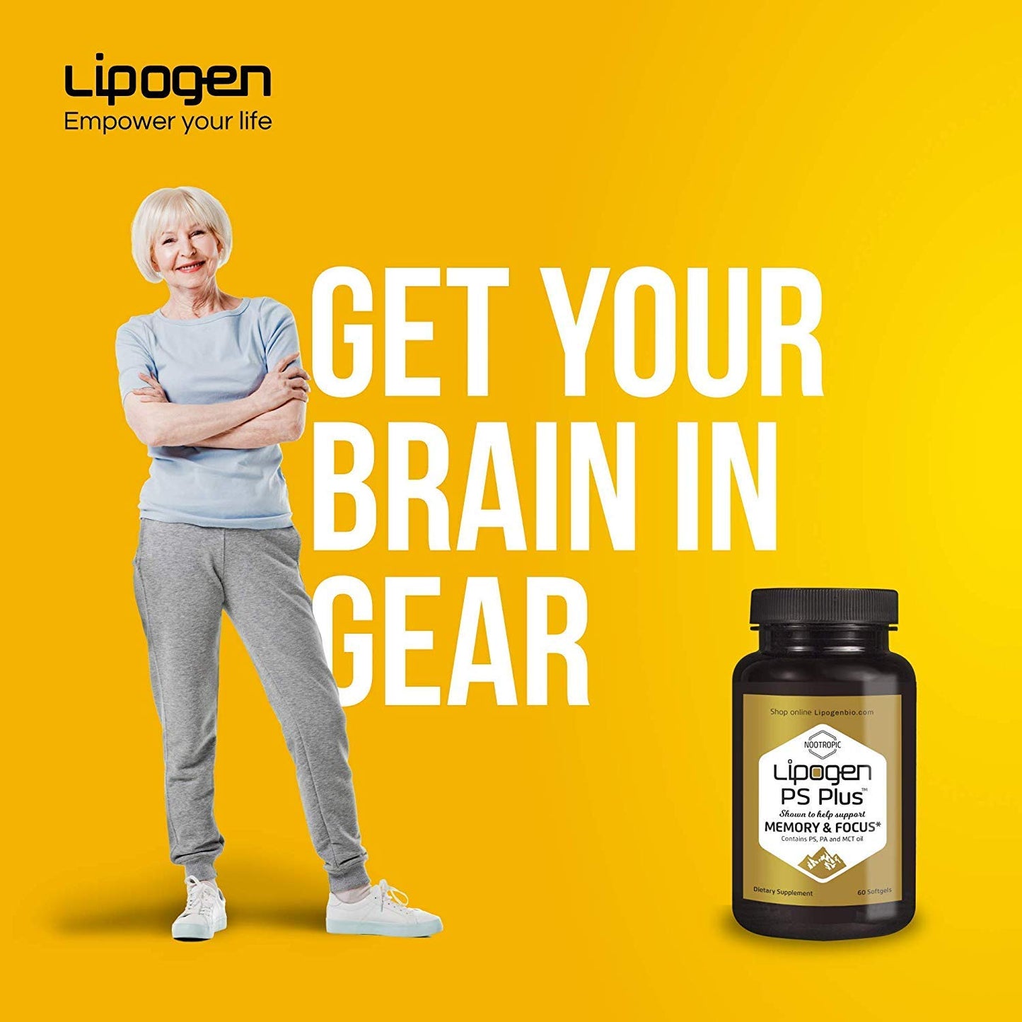 Lipogen PS Plus Senior Brain Supplements for Memory & Focus Softgels 180