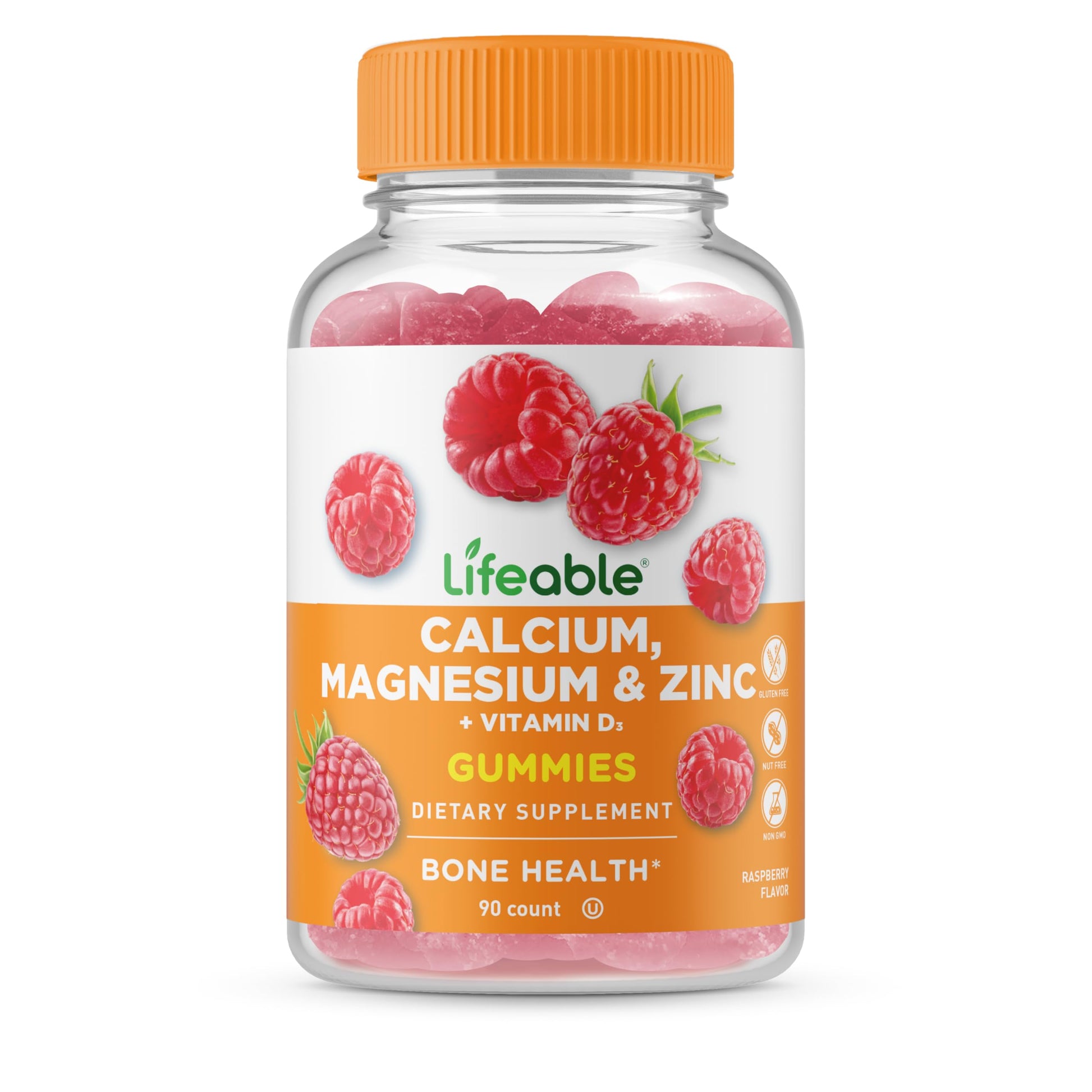 Lifeable Calcium Magnesium Zinc with Vitamin D3 Gummies, 90 Count