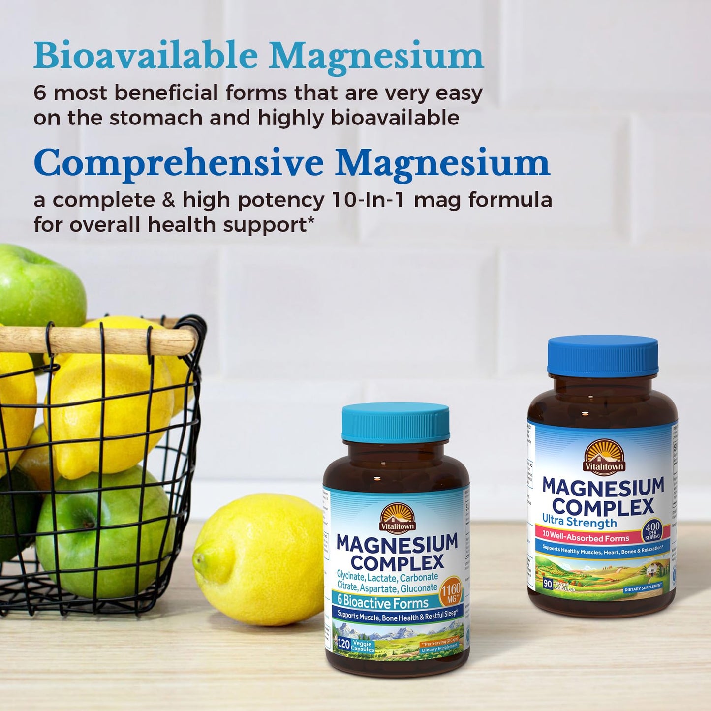 Vitalitown Magnesium Bundle (6-in-1 & 10-in-1 Magnesium Complex) 210 Capsules