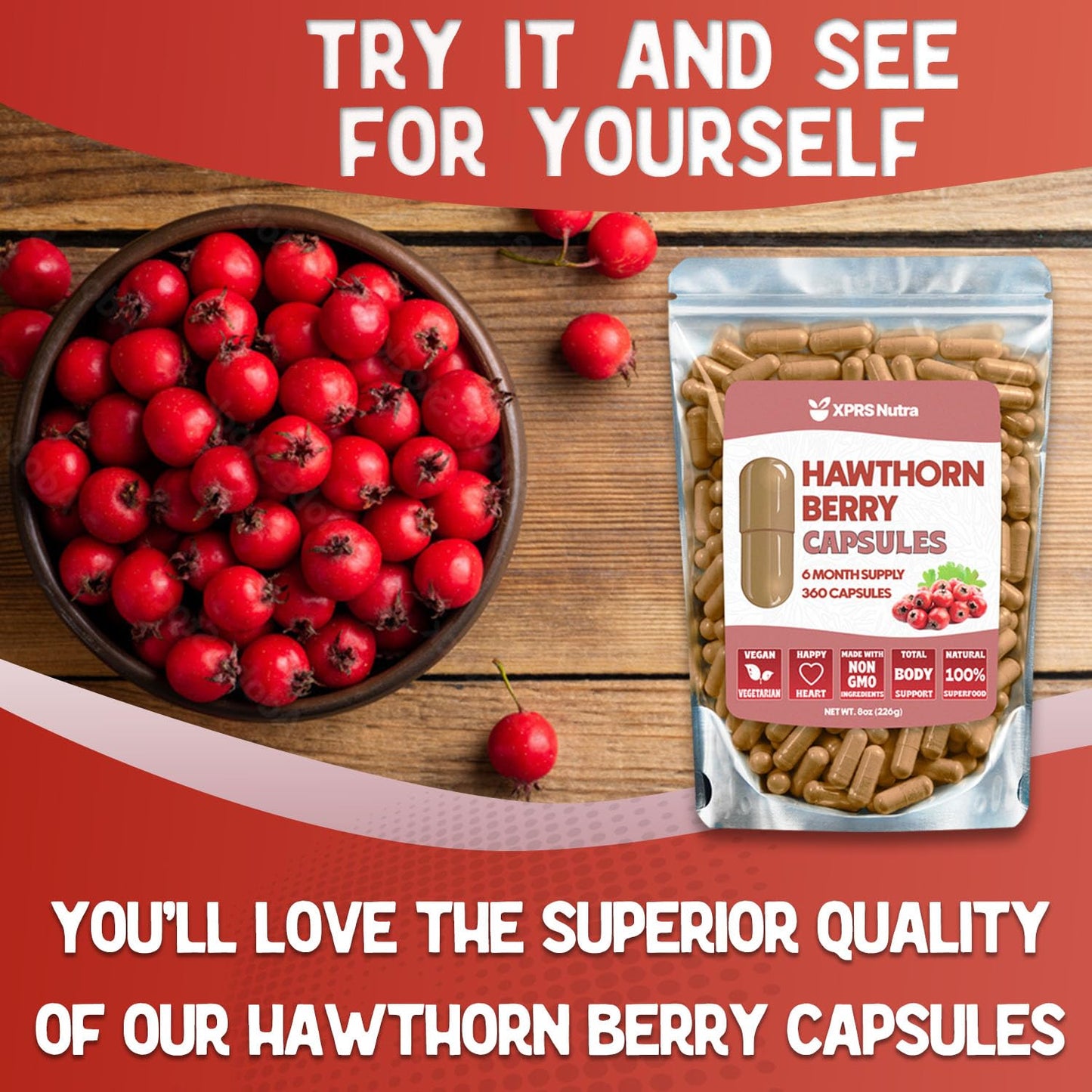 XPRS Nutra Hawthorn Berry Capsules, 360 Capsules