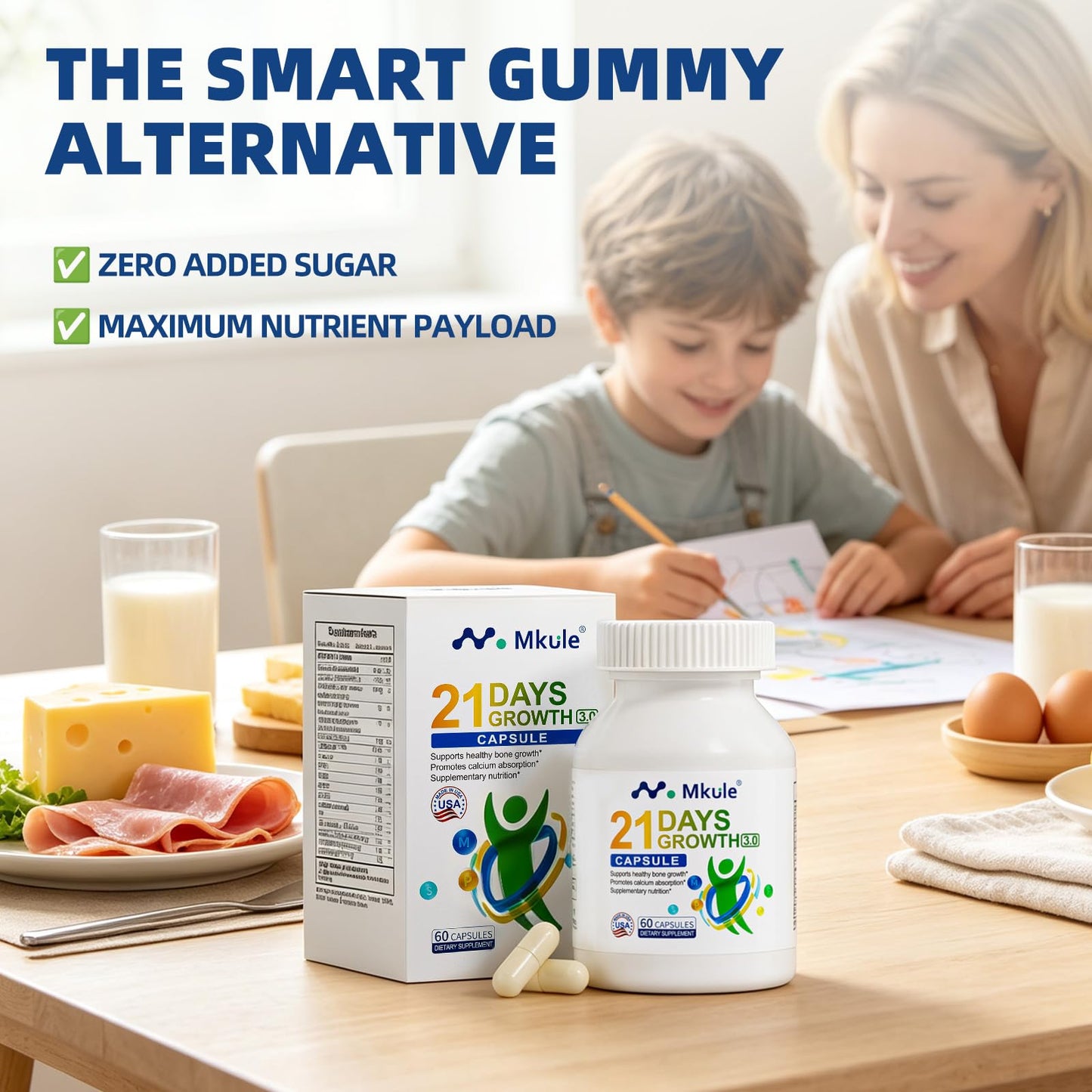 Mkule Height Growth Supplement for Ages 6–24 120 Capsules