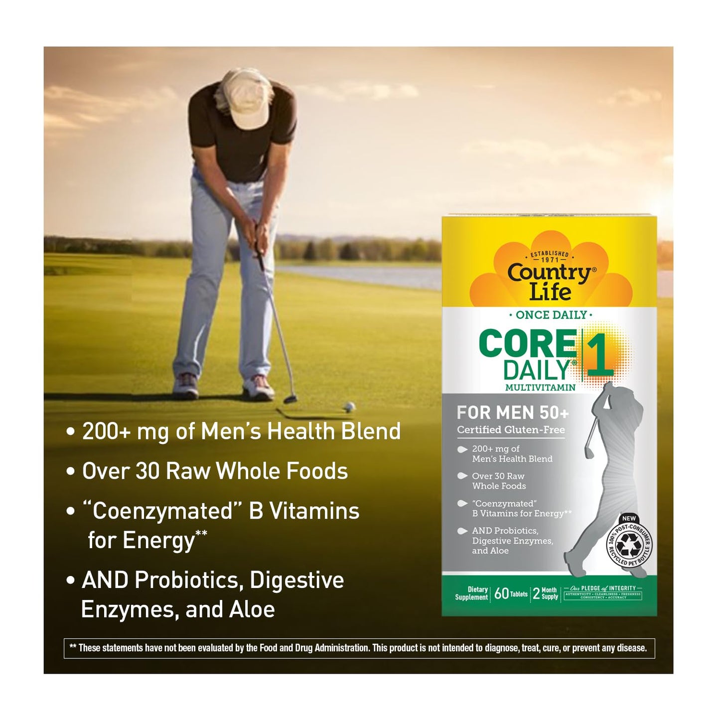 Country Life CORE Daily-1 Multivitamin for Men 50+ Tablets, 60 Count