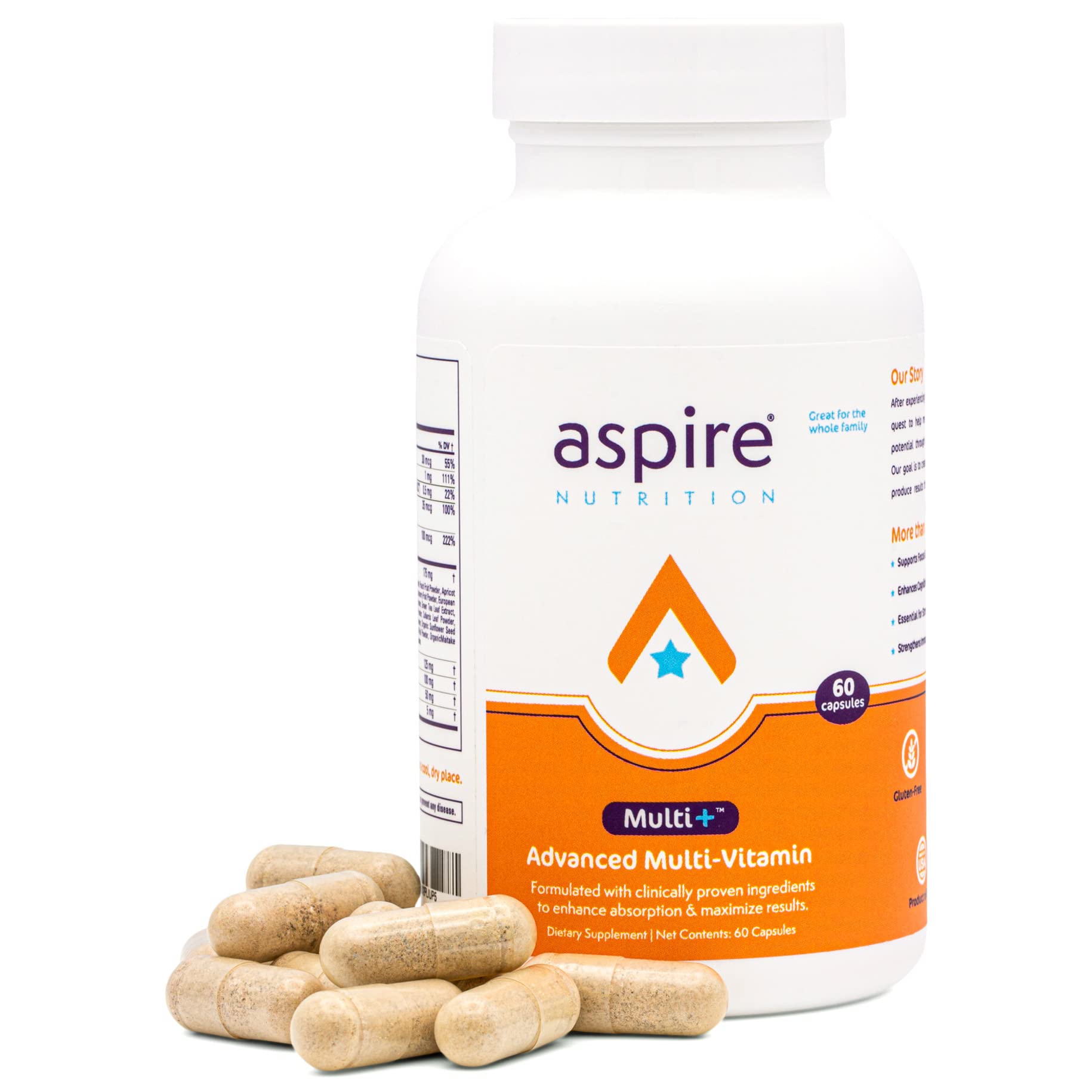 Aspire Nutrition Multi+ Advanced Multivitamin Capsule 60 Count