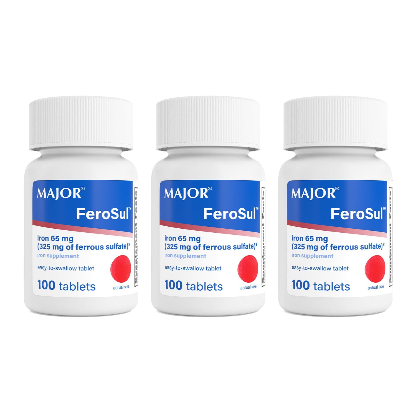 MAJOR Ferosul Ferrous Sulfate 325mg Tablets with 65mg Elemental Iron, 300 Count