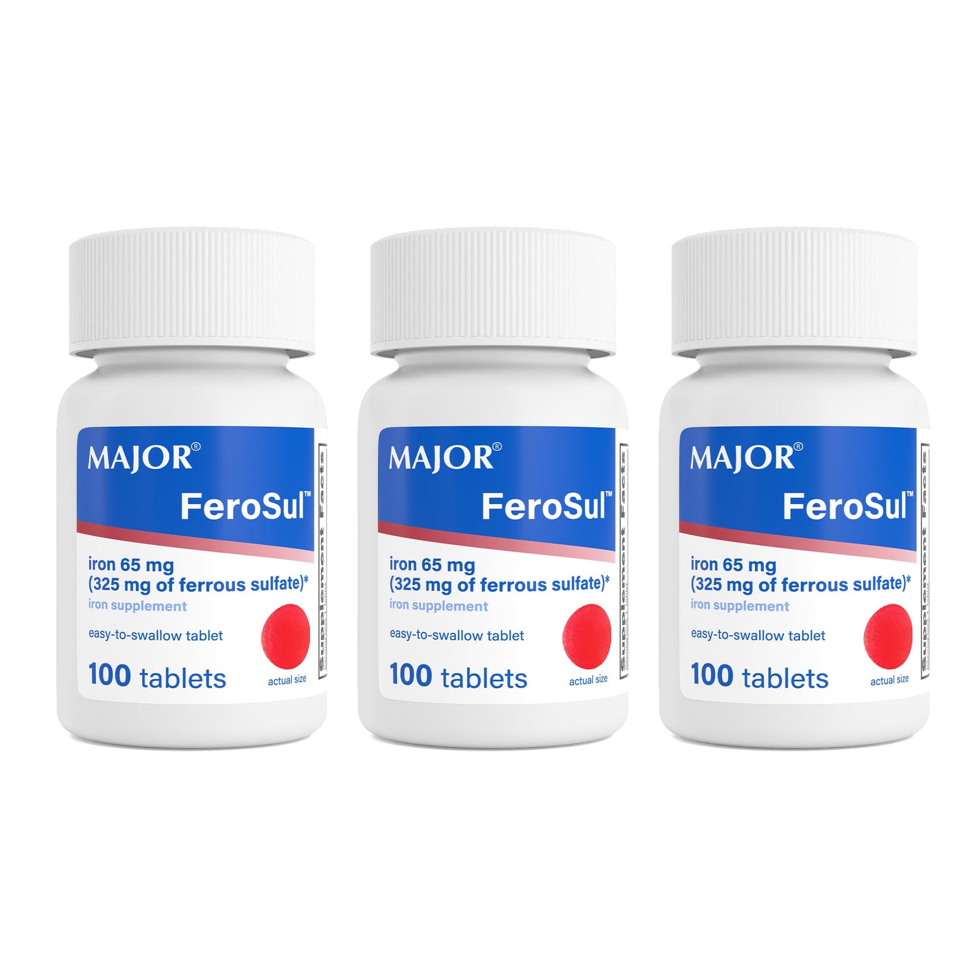 MAJOR Ferosul Ferrous Sulfate 325mg Tablets with 65mg Elemental Iron, 300 Count