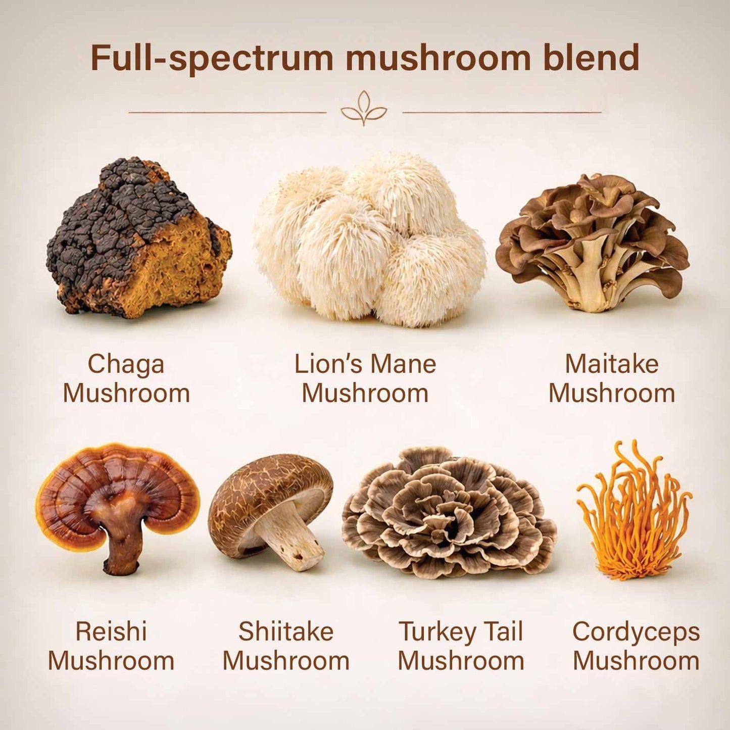 MyLifeZen 7 Mushroom Complex Organic Mushroom Mycelium Blend with Lion's Mane, Reishi, Chaga, Turkey Tail, Maitake, Shiitake & Cordyceps, 60 Capsules