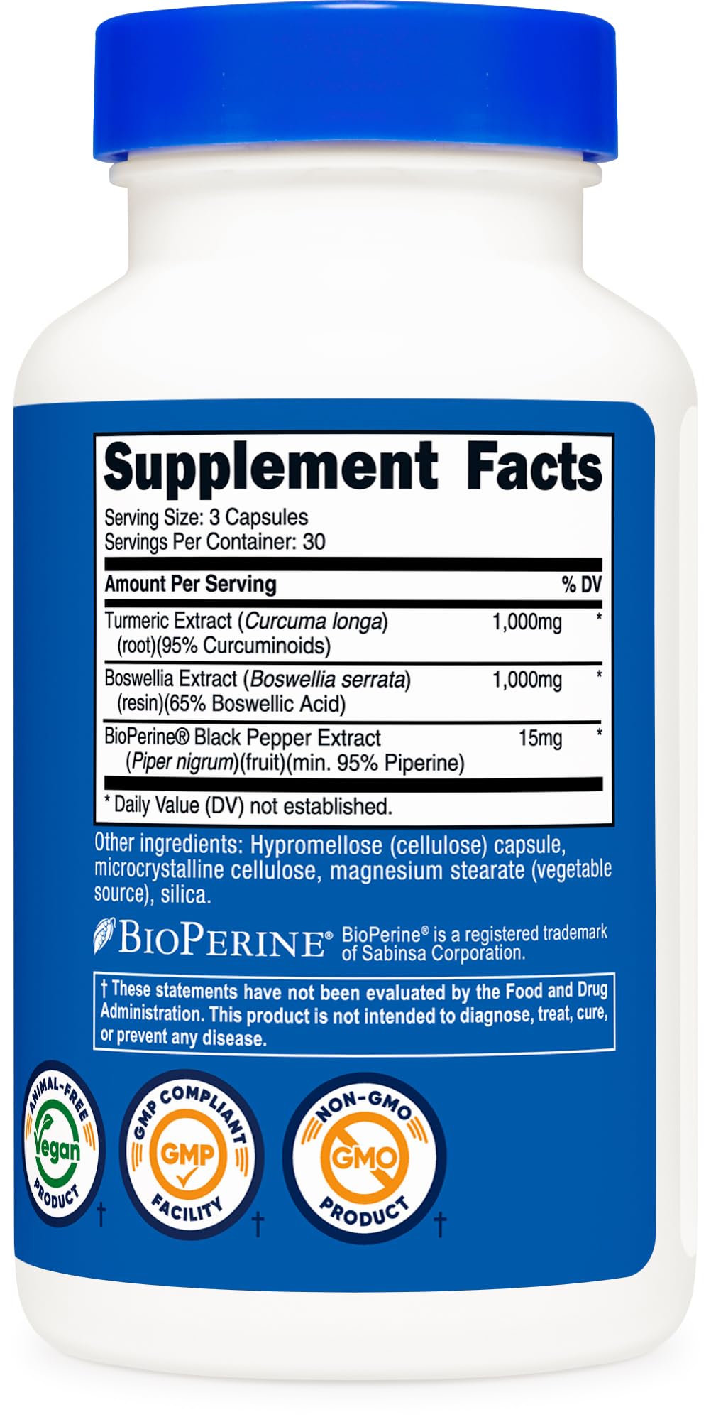 Nutricost Turmeric + Boswellia Supplement 2000mg Capsules 90 Count