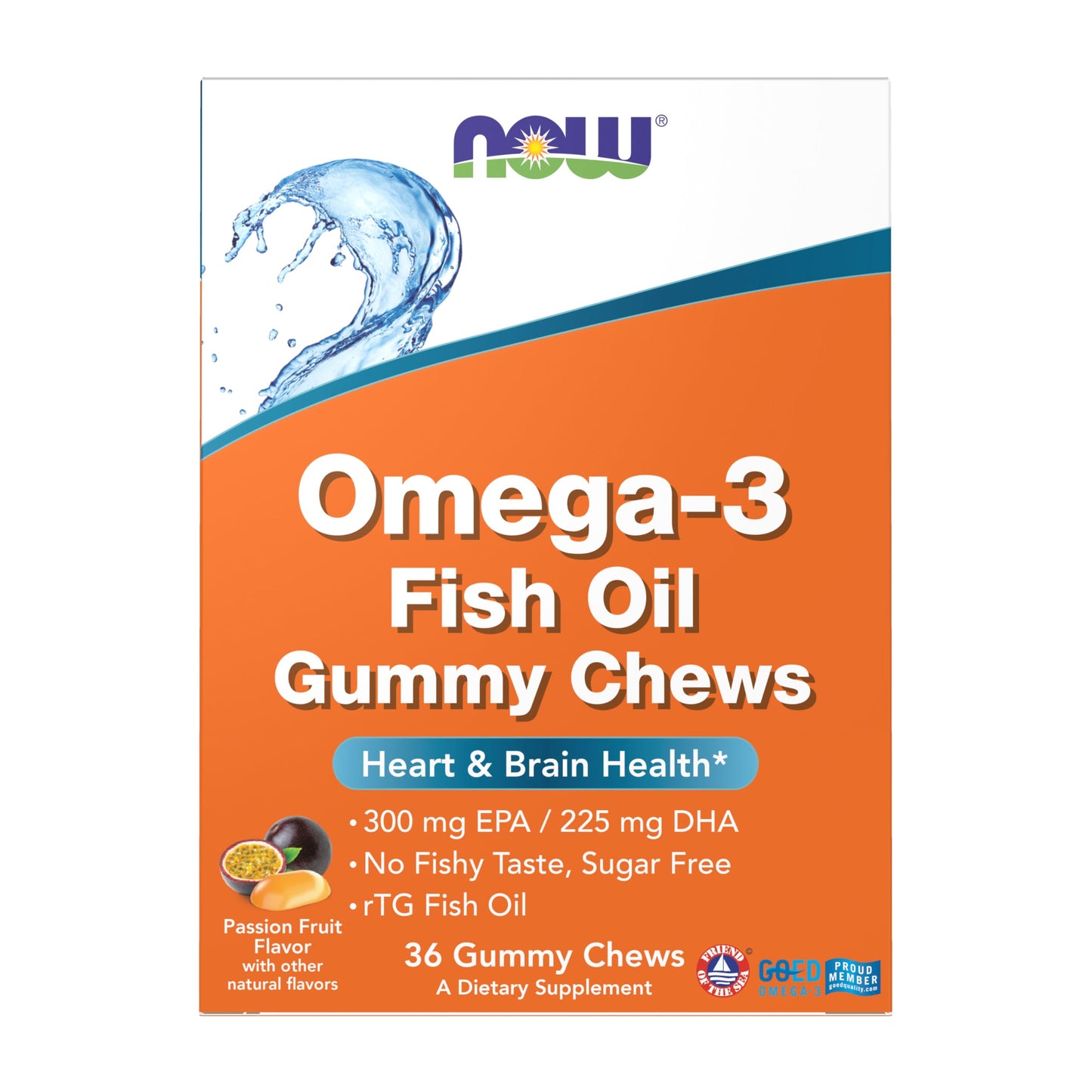 NOW Foods Omega-3 Fish Oil Gummy Chews Chewable, 36 Count