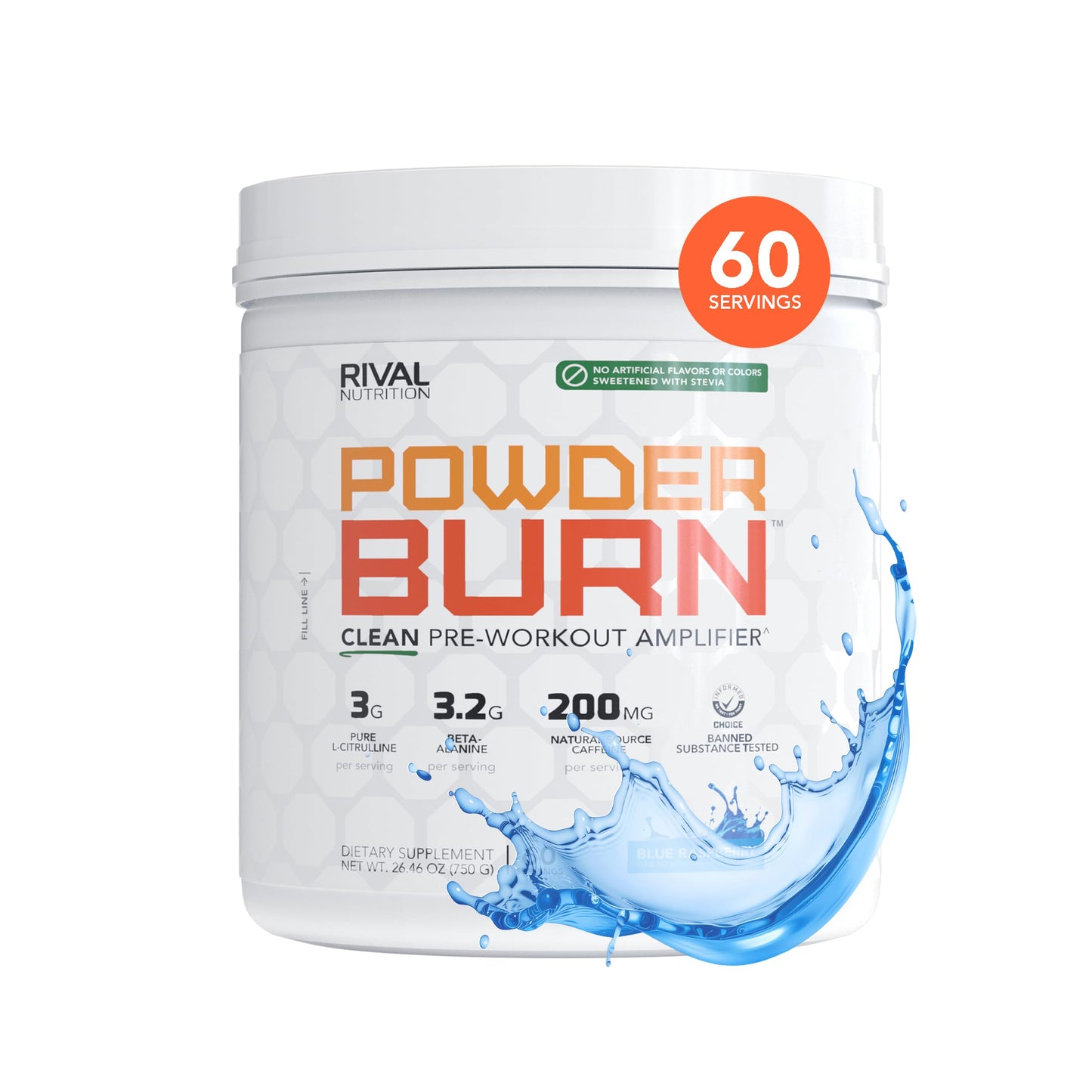 RIVAL NUTRITION Burn Pre-Workout Energy Powder, 60 Servings