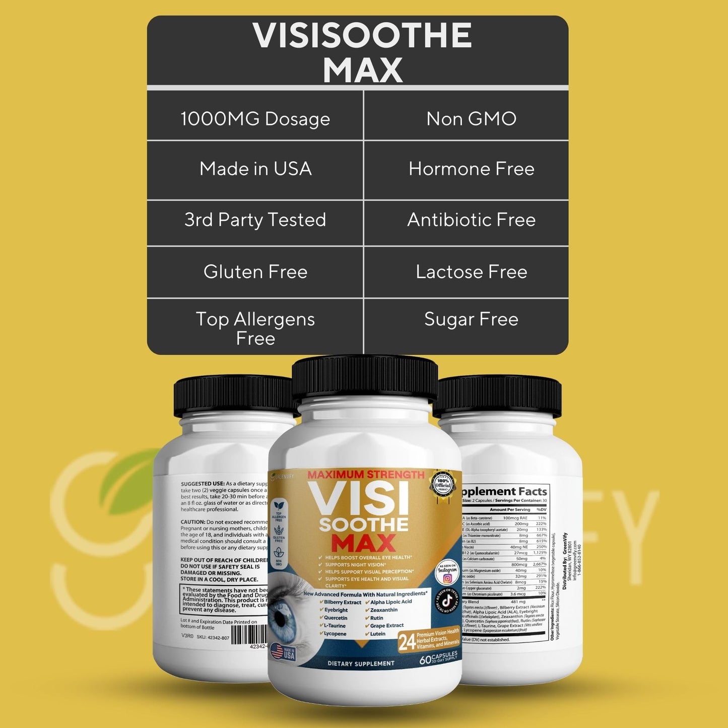 GREENVIFY Vision Soothe Max Eye Health Supplement Capsules 60