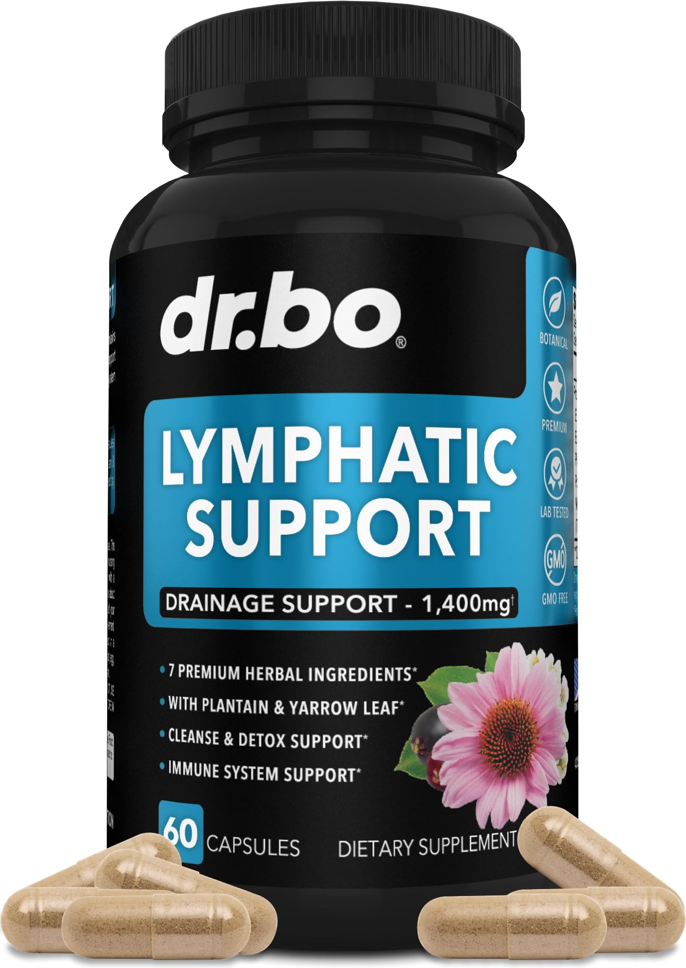 DR. BO Lymphatic Drainage Supplements Capsules, 60 Count
