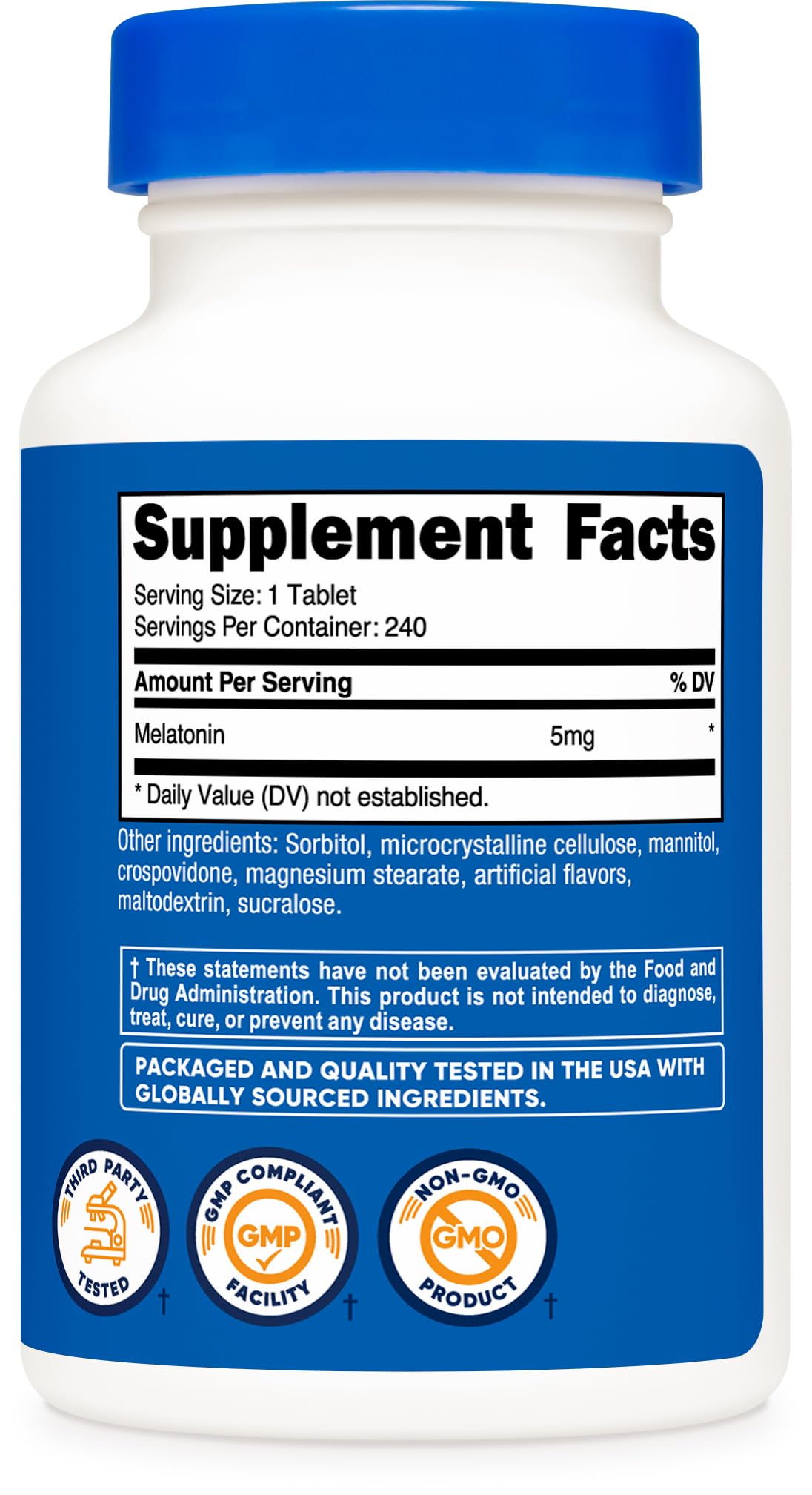Nutricost Melatonin (5mg) Fast Dissolve Tablets, 240 Count