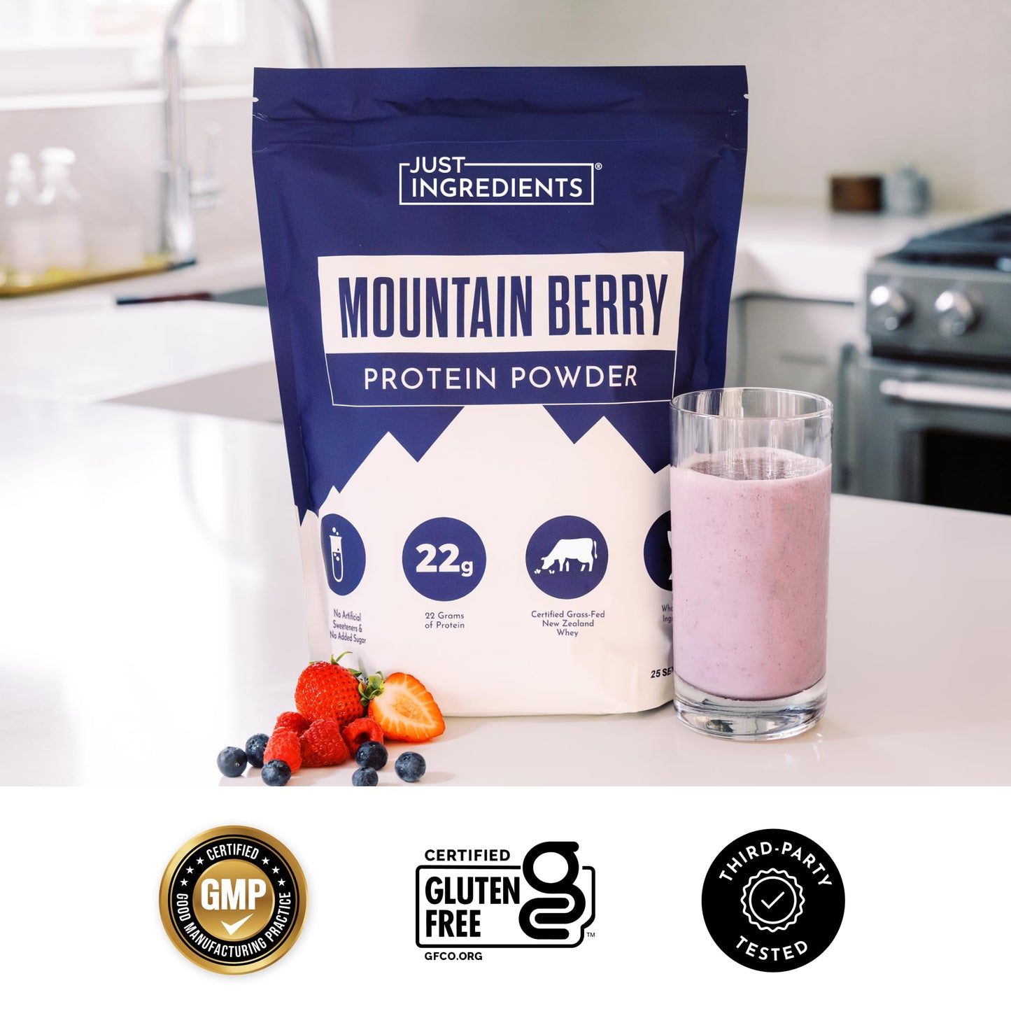 JUST INGREDIENTS Mountain Berry Protein Powder 25 Servings