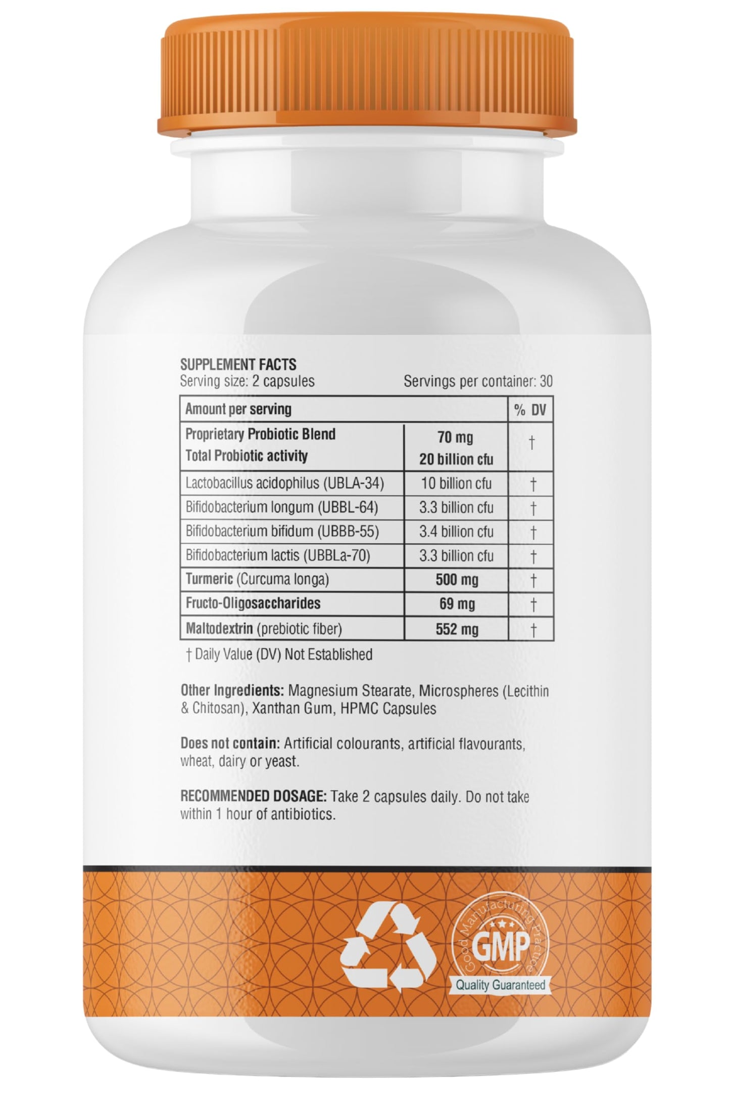 obel Probiotic & Prebiotic Supplement with Turmeric 20 Billion CFU, 4 Strains, 60 Capsules