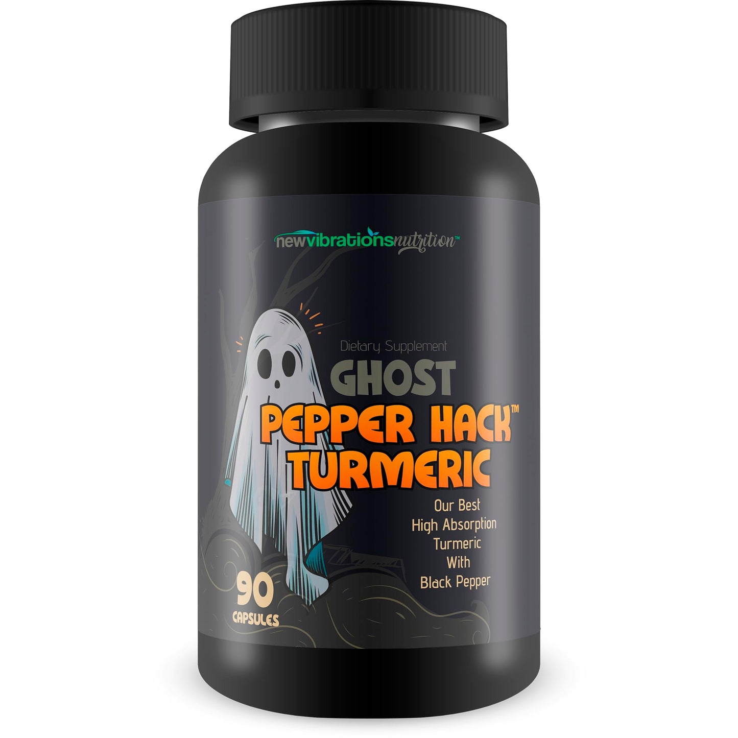 New Vibrations Nutrition Ghost Pepper Hack Turmeric Curcumin Capsules, 90 Count
