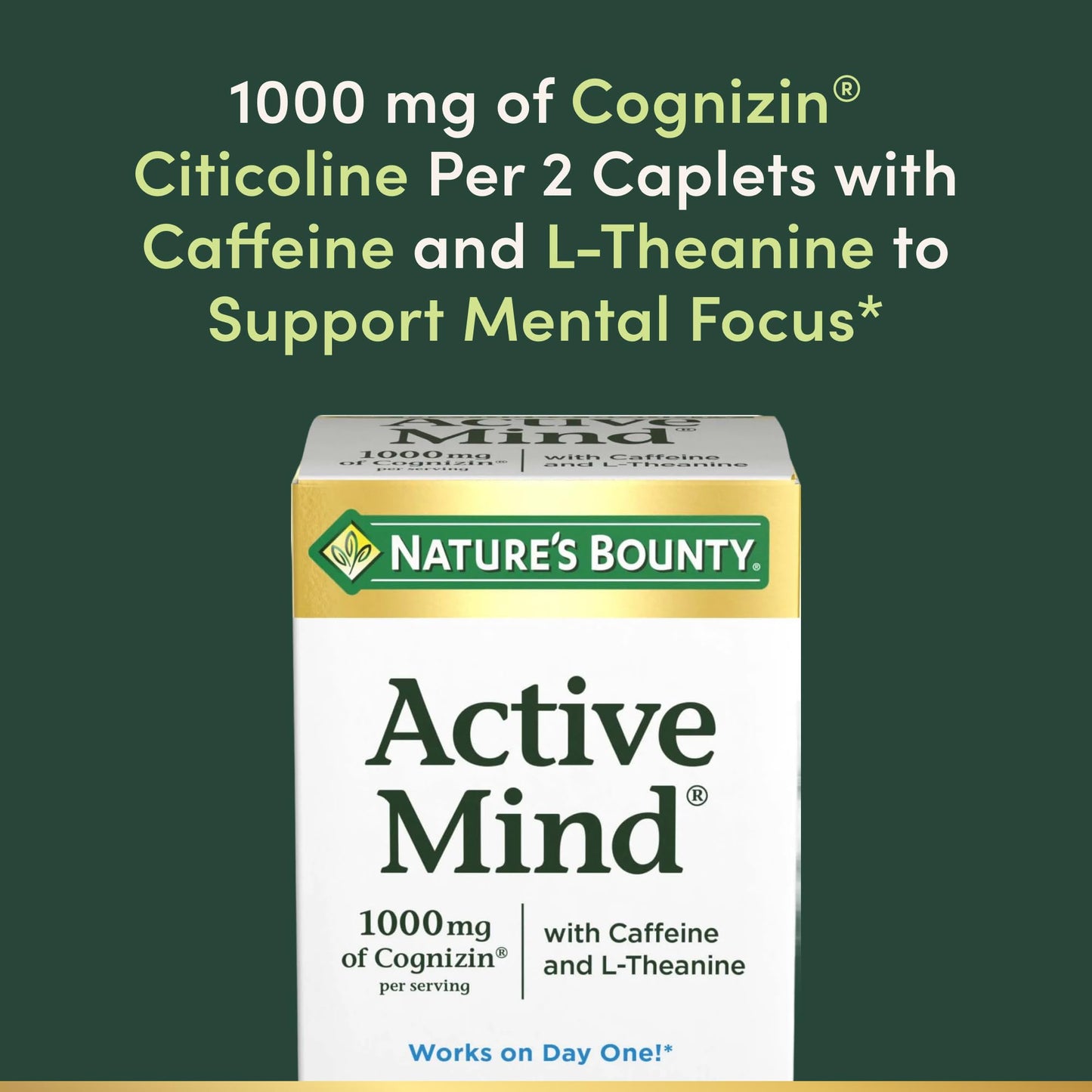Nature's Bounty Active Mind Dietary Supplement Caplets 60
