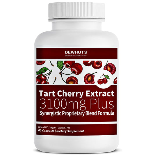 Dewhuts 5 in 1 Tart Cherry Extract 3100mg with Bromelain & Chanca Piedra Capsules, 60 Count
