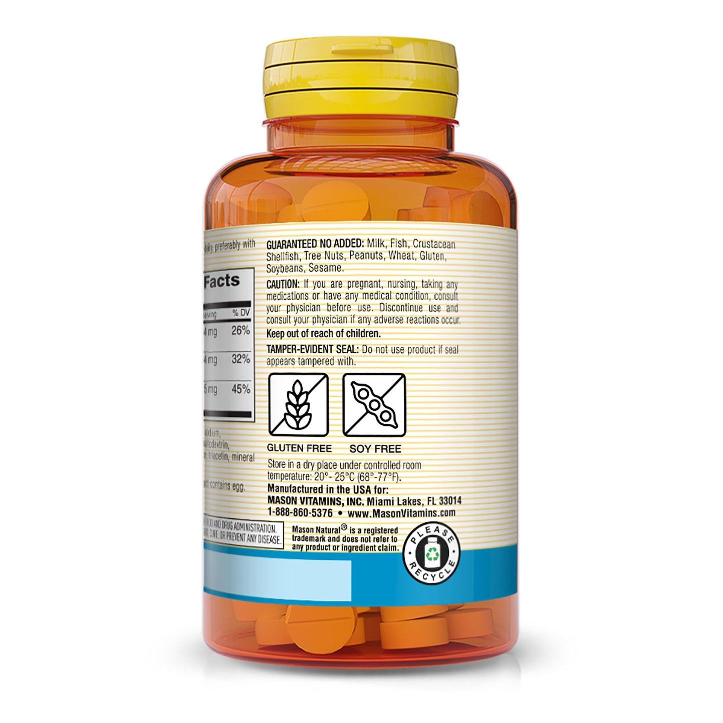 Mason Natural Calcium Magnesium & Zinc 100 Tablets