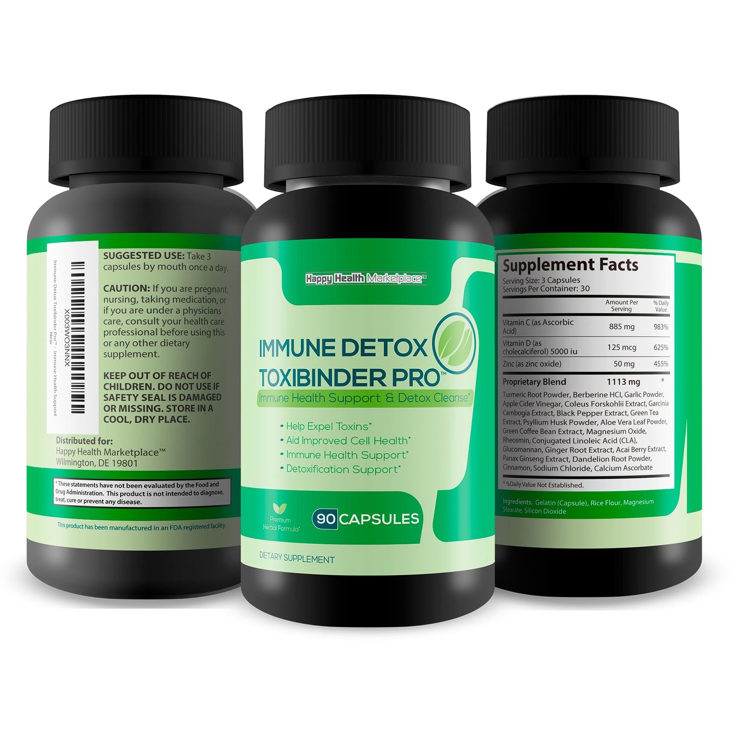 Happy Health Marketplace Immune Detox Toxibinder Pro - Detox & Immune Support Supplement - Full Body Cleanse Support Capsule, 1 Count