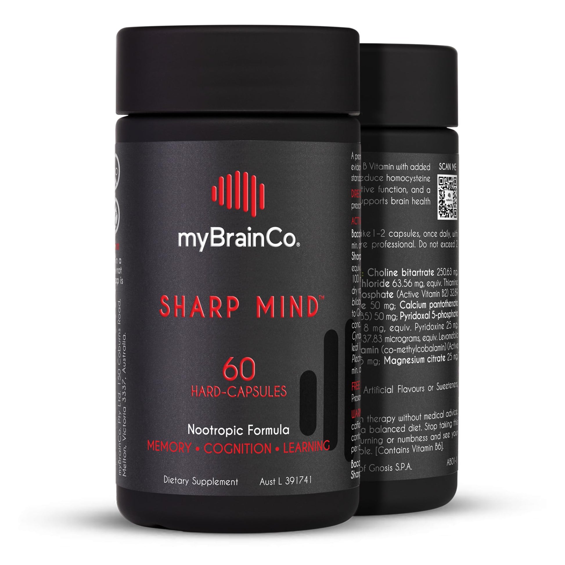 myBrainCo. Sharp Mind - Nootropic Brain Supplement for Memory & Focus - Adaptogenic Herbs & Nootropics to Support Brain Health - Rhodiola, Gingko, Phosphatidylserine and More Capsules, 60 Count