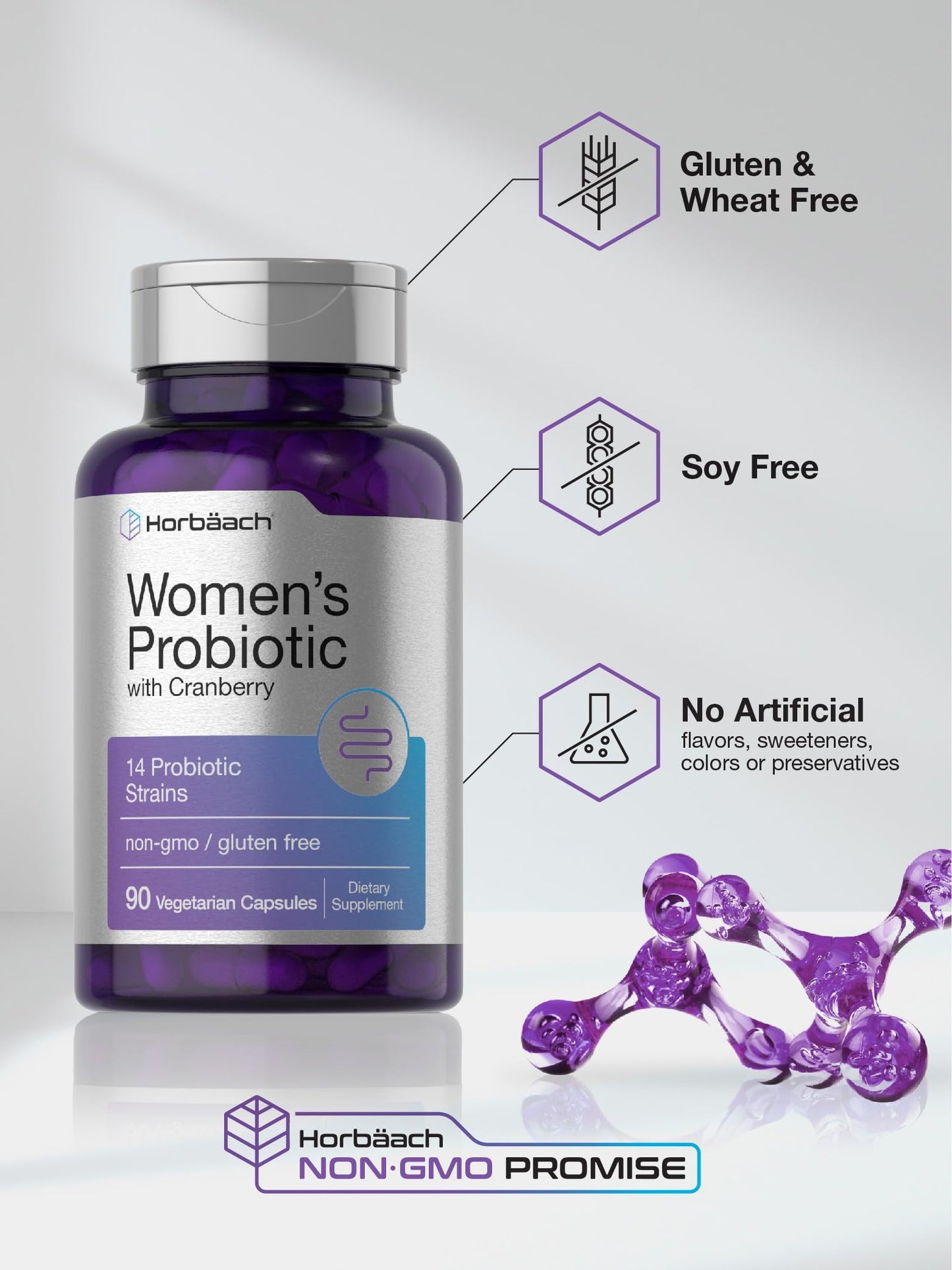 Horbäach Probiotic for Women with Cranberry Capsules, 90 Count