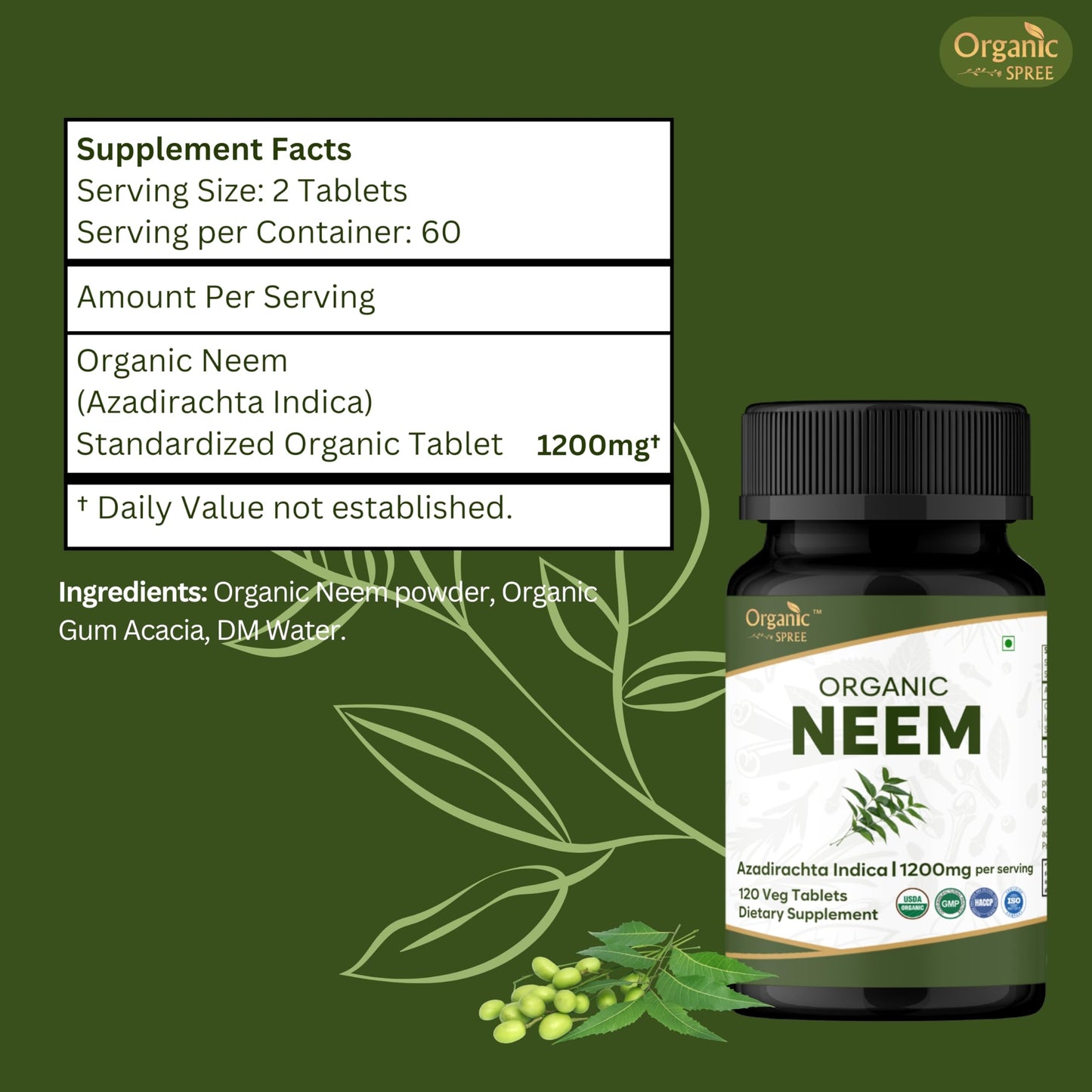ORGANIC SPREE Neem 120 Tablets