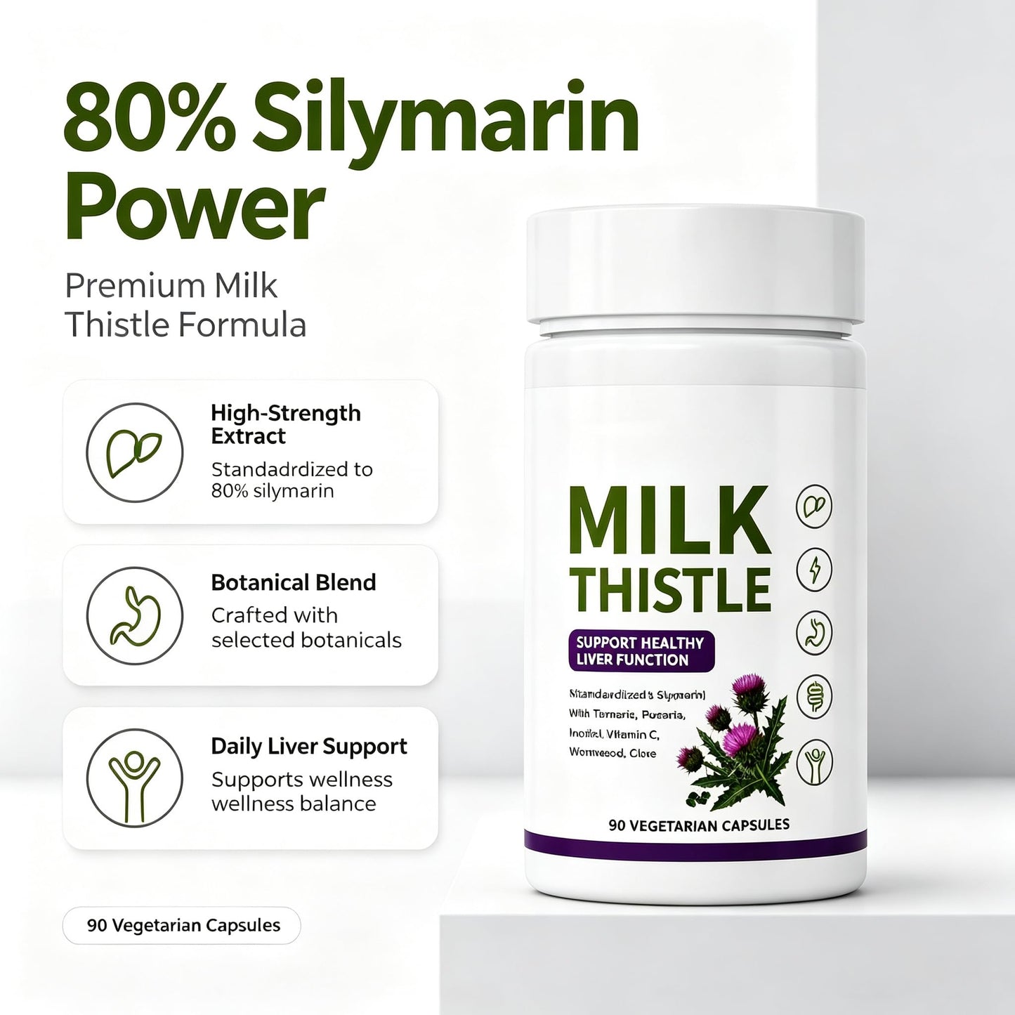 BLOUM Milk Thistle Supplement Capsule 90 Count