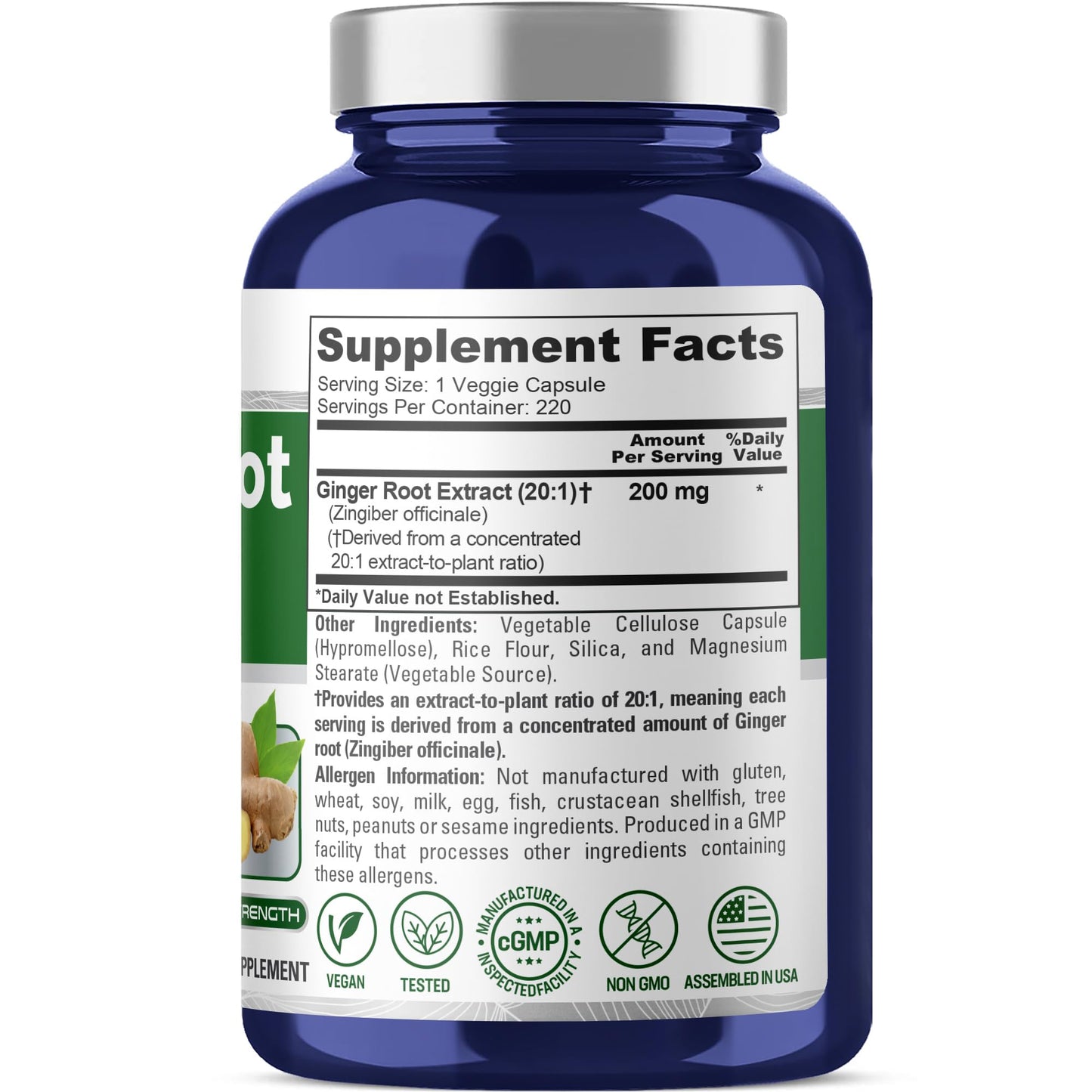 NusaPure Ginger Root Capsules 220 Count