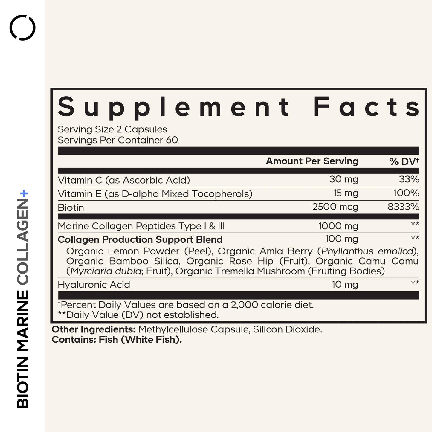 Codeage Biotin Marine Collagen Peptides 120 Capsules