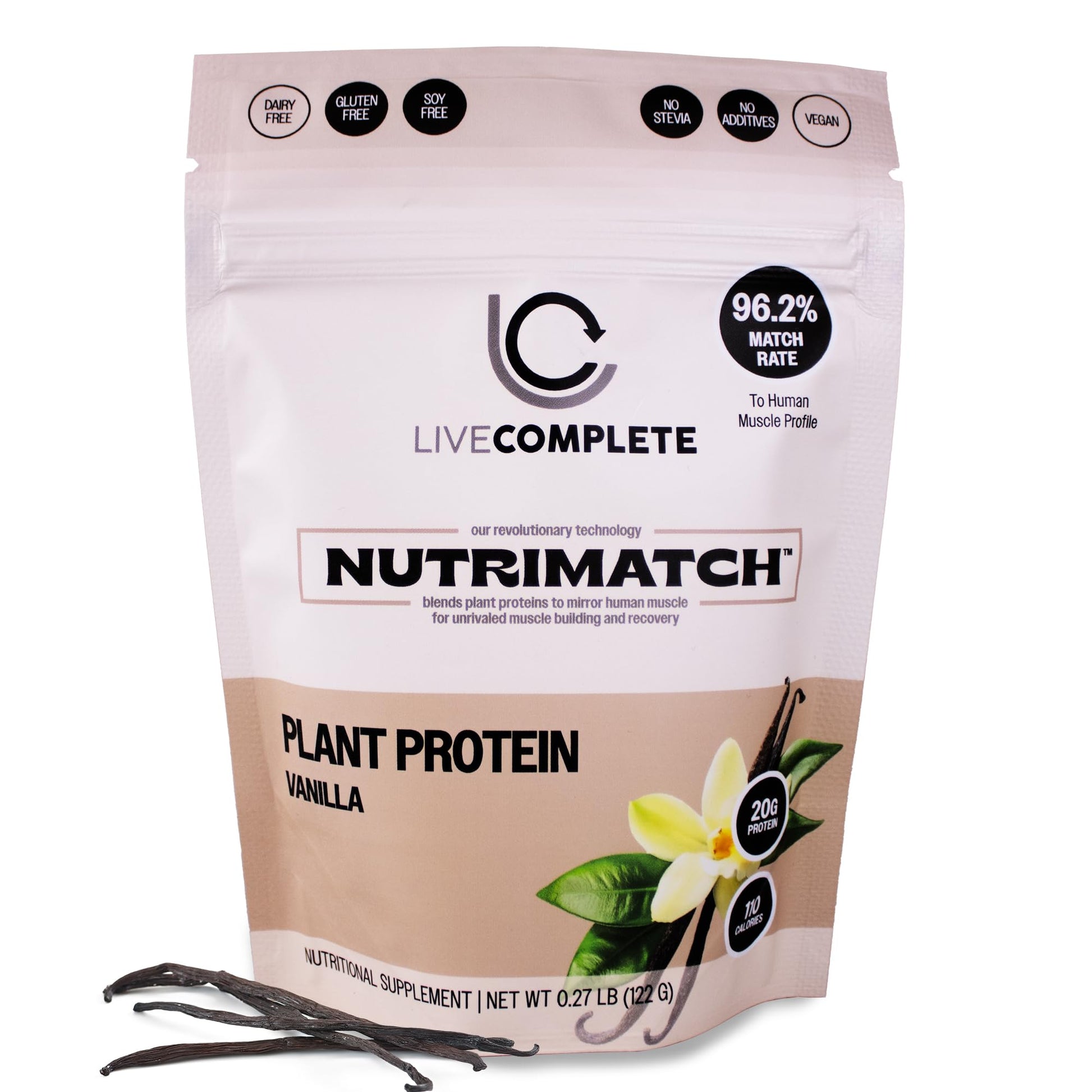 LiveComplete NutriMatch Plant Protein Powder – Vanilla, 4 Servings