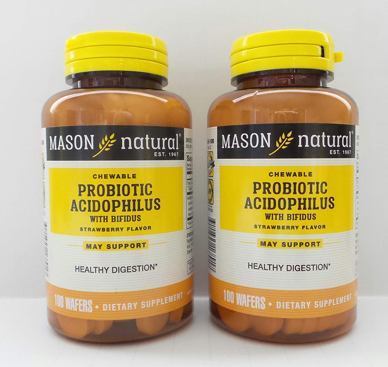 Mason Natural Acidophilus with Bifidus Chewable Wafer Strawberry, 200 Count