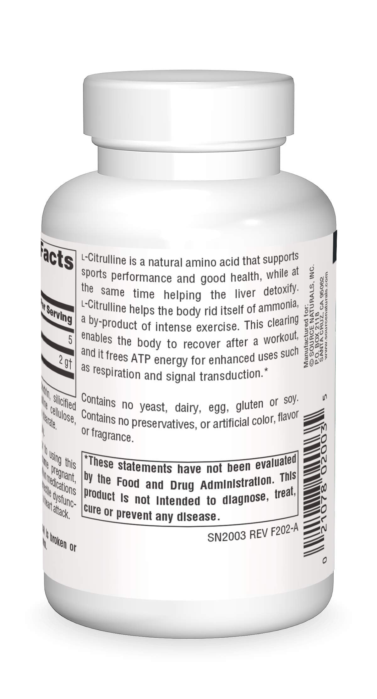 Source Naturals L-Citrulline 1000 mg Tablet, 60 Tablets