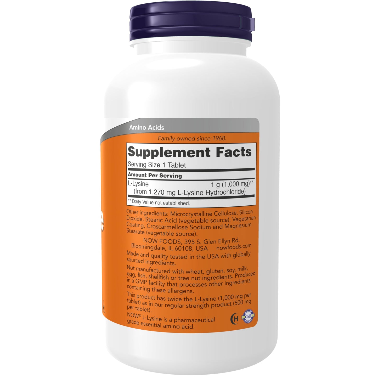 NOW Foods Supplements,L-Lysine (L-Lysine Hydrochloride) 1,000 mg,Double Strength,Amino Acid,250 Tablets,(Pack of 2)