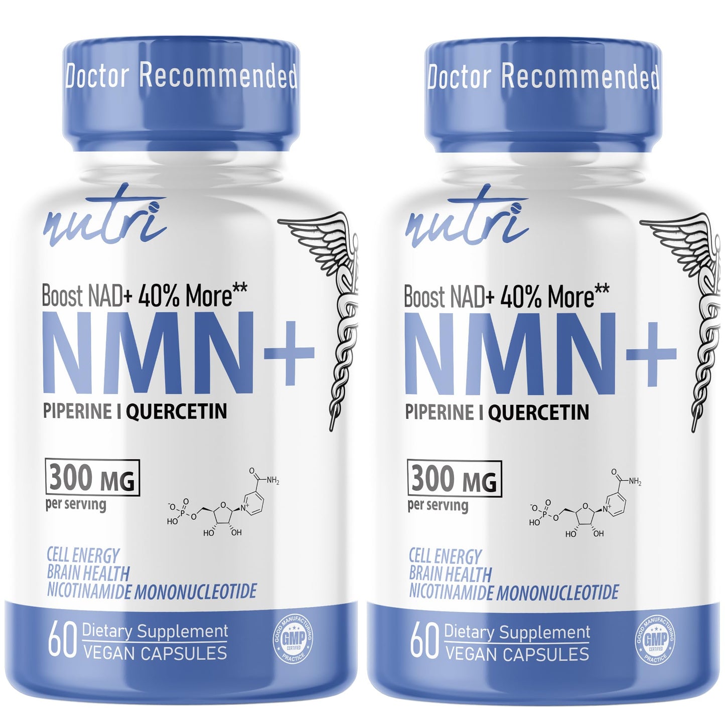 Nature's Fusions Nutri NMN Supplement 300mg Nicotinamide Mononucleotide, 120 Capsules