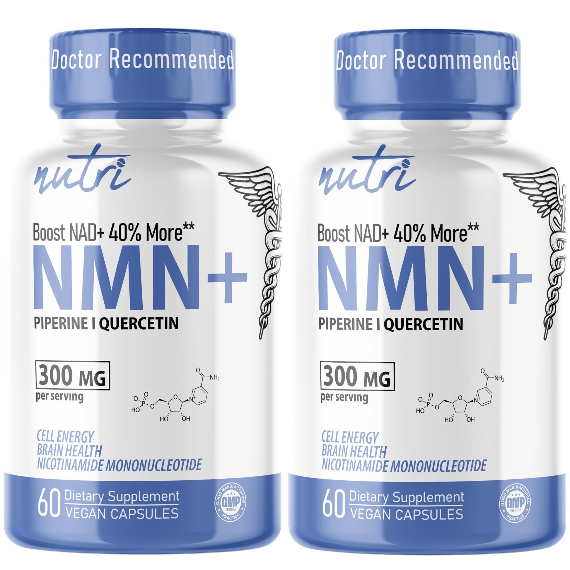 Nature's Fusions Nutri NMN Supplement 300mg Nicotinamide Mononucleotide, 120 Capsules