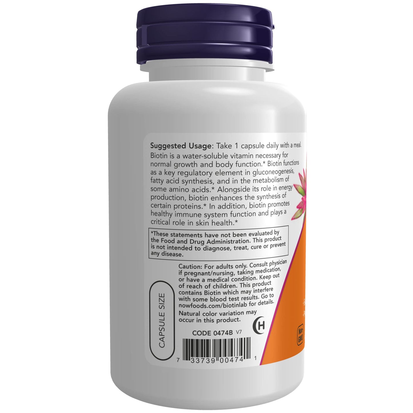 NOW Foods Biotin 5000 mcg Capsules, 120 Capsules